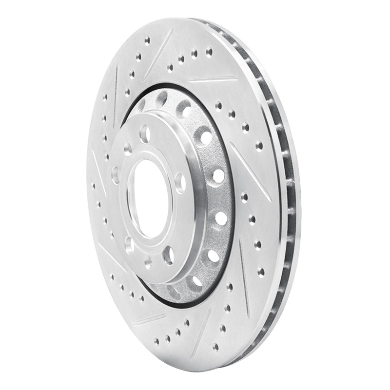Audi A8 Brake Rotor (1) - Rear Left - R1 Concepts - Drilled & Slotted - Silver - `04-`10